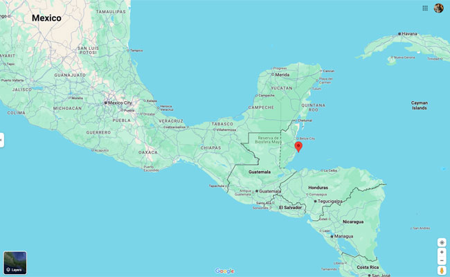 Belize on the map